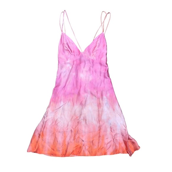 pink tie dye dress zara ZARA TIE-DYE PRINT ASYMMETRIC DRESS MIDI NEW